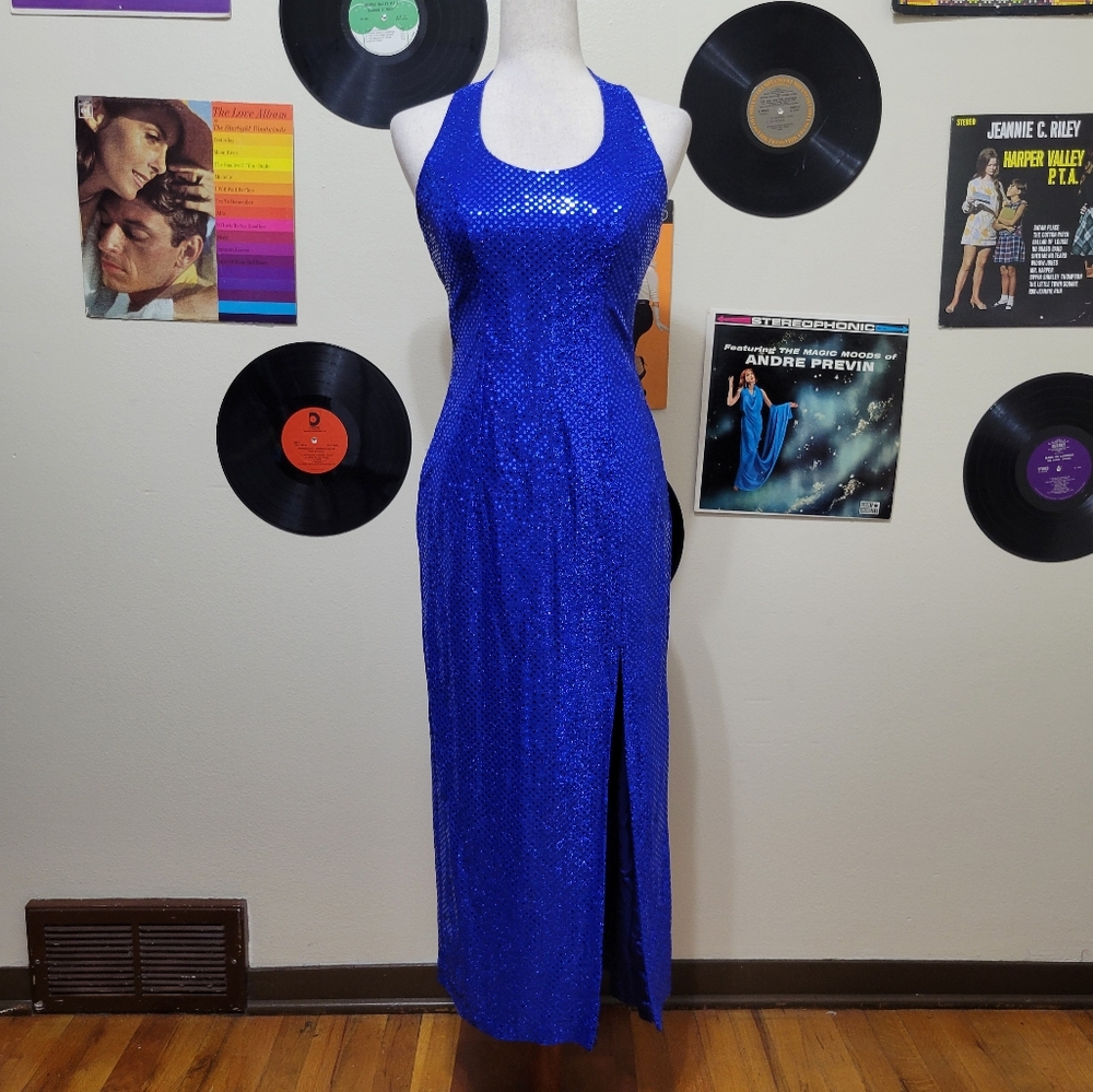Jump | 90s Vintage Blue Disco Sequin Dress